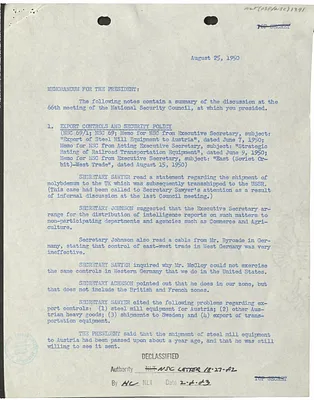 Memorandum for President Harry S. Truman