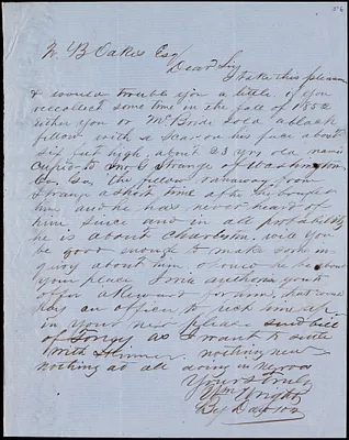 William Wright, Savannah, Ga.?, autograph letter signed to Ziba B. Oakes