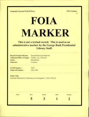 [Swedish Publications] "Information for Immigrants" [1976-1978] [2]