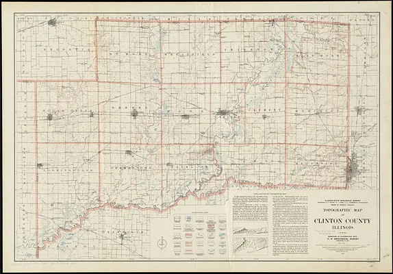 Topographic map of Clinton County, Illinois