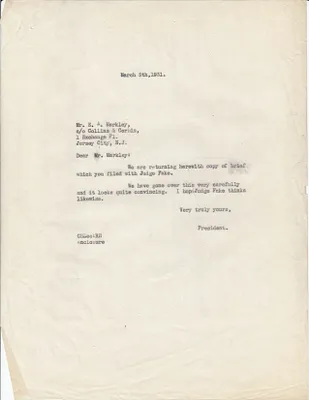 Letters Sent to E.A. Markley, March 5, 1931