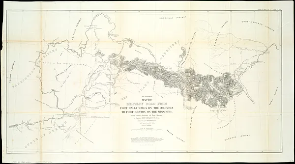 Map of military road from Fort Walla Walla on the Columbia to Fort Benton on the Missouri