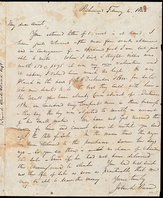 Letter to his aunt, Ann Crenshaw, 2/4/1846
