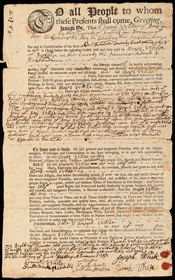 Deed of land from Joseph and Moses White to their father, Benjamin White