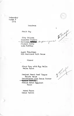 White House Luncheon and Dinner Menu