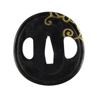 Tsuba with Gold Waves