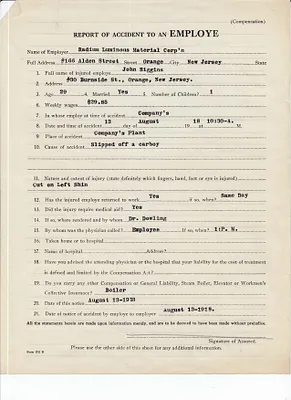 Accident report, August 13, 1918