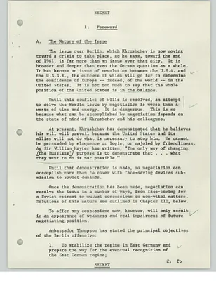 Memorandum for the President - Preliminary Draft - The Berlin Crisis