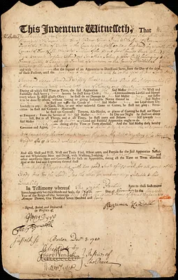 Jonathan Stokes indentured to apprentice with Benjamin Kendall of Sherborn, 5 November 1740