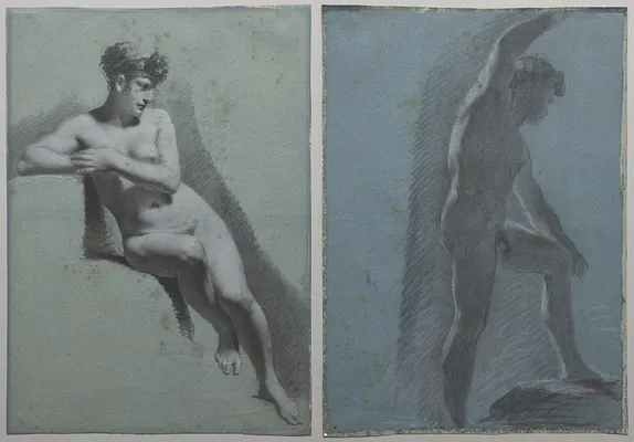 Study of a Nude Woman, Seated Looking to the Right (recto) Study of a Male Nude (verso)