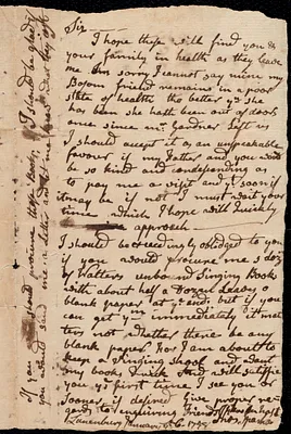 Letter to Isaac Gardner asking for purchase of Walter's unbound singing books
