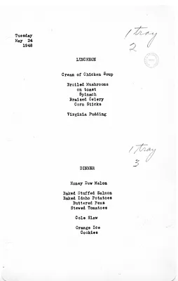 White House Luncheon and Dinner Menu