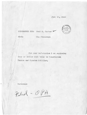 Memorandum from President Harry S. Truman to Paul A. Porter
