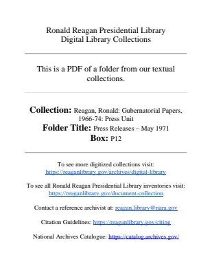 Press Releases - May 1971