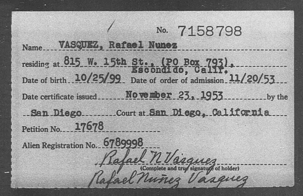 Vasquez, Rafael Nunez - 1953