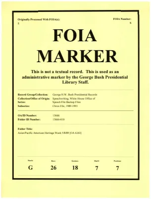 Asian/Pacific American Heritage Week 5/8/89 [OA 6263]
