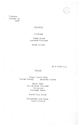 White House Luncheon and Dinner Menu