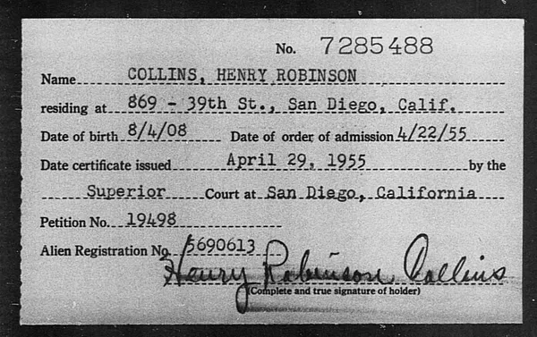 Collins, Henry Robinson - 1955
