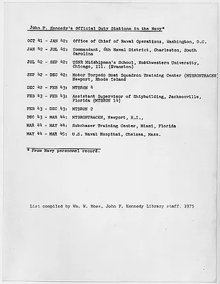 John F. Kennedy Navy Duty Stations