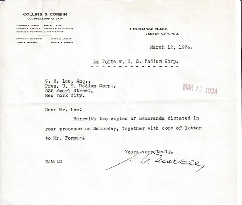 Letters Received to C.B. Lee, March 12, 1934