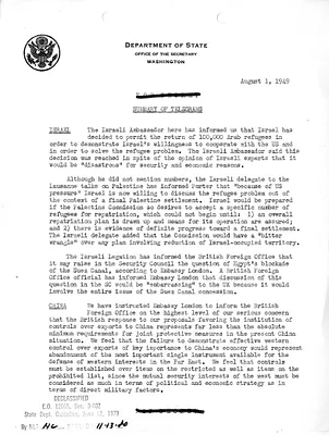 Memorandum, State Department Summary of Telegrams