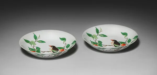 Dish with Bird on Fruit Tree Branch