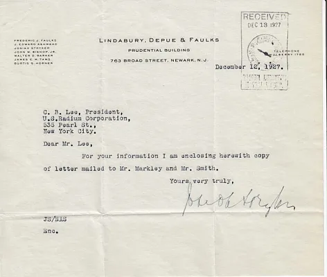 Letters Received to C.B. Lee, December 12, 1927