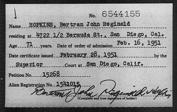 Hopkins, Bertram John Reginald - 1951