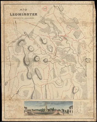 Plan of Leominster, surveyor's name not given, dated 1830