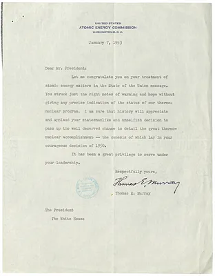 Letter from Thomas E. Murray to President Harry S. Truman