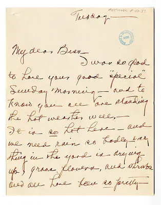 Letter from Madge Gates Wallace to Bess W. Truman