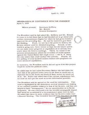 Memorandum of Conference with the President Authored by Andrew J. Goodpaster