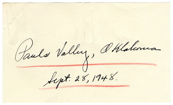 Press Release, Speech of President Harry S. Truman, Pauls Valley, Oklahoma