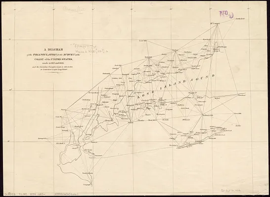 A diagram of the triangulation for the survey of the coast of the United States, made in 1817 and 1833, and the secondary triangles made in 1833 & 1834 in Connecticut & upon Long Island