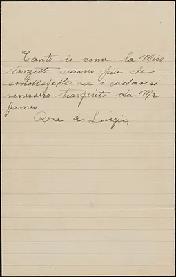 Rose [Sacco] and Luigia [Vanzetti] autograph note, in Italian, [1927]