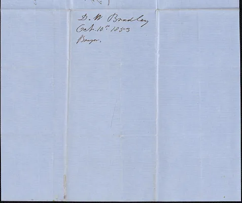 D. W. Bradley to Samuel Warner, 10 October 1853