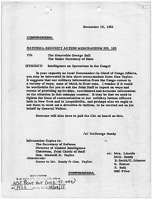 National Security Action Memorandum No. 120 Intelligence on Operations in the Congo