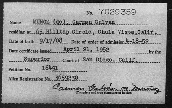 Munoz (De), Carmen Galvan - 1952