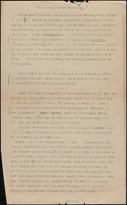 [Thomas O'Connor] typed document, [Boston, Mass., August 1927]: Notes from Brockton Enterprise