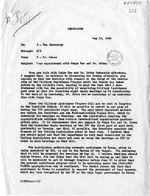 Memorandum from Ernest Gross to Secretary of State Dean Acheson