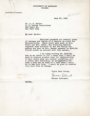 Letters Received to H.H. Barker, June 27, 1930