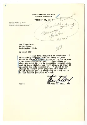 Letter from Charles R. Bell, Jr. to President Harry S. Truman