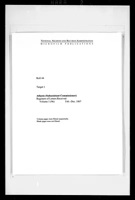 Registers of Letters Received, Volume 1 (96), Feb.-Dec. 1867