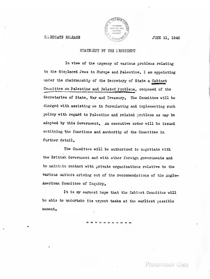 White House Press Release, Statement by President Harry S. Truman