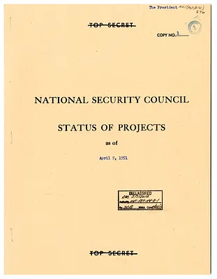 Report, National Security Council Status of Projects