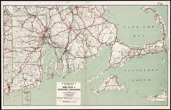 Hammond's new road map of Rhode Island and southeastern Massachusetts