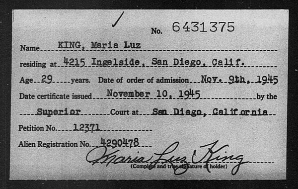 King, Maria Luz - 1945
