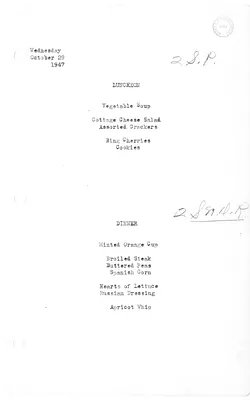 White House Luncheon and Dinner Menu