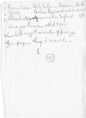 Handwritten Notes of President Harry S. Truman, First Meeting of the Heads of Government at the Potsdam Conference