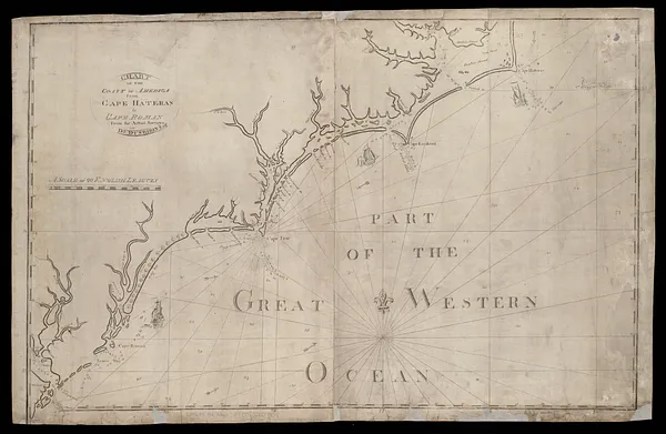 Chart of the coast of America from Cape Hateras to Cape Roman